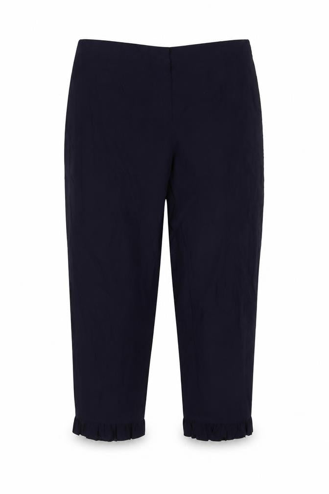 Front view of Ficelle Paris Women's Blue Cropped Trousers, size 8
