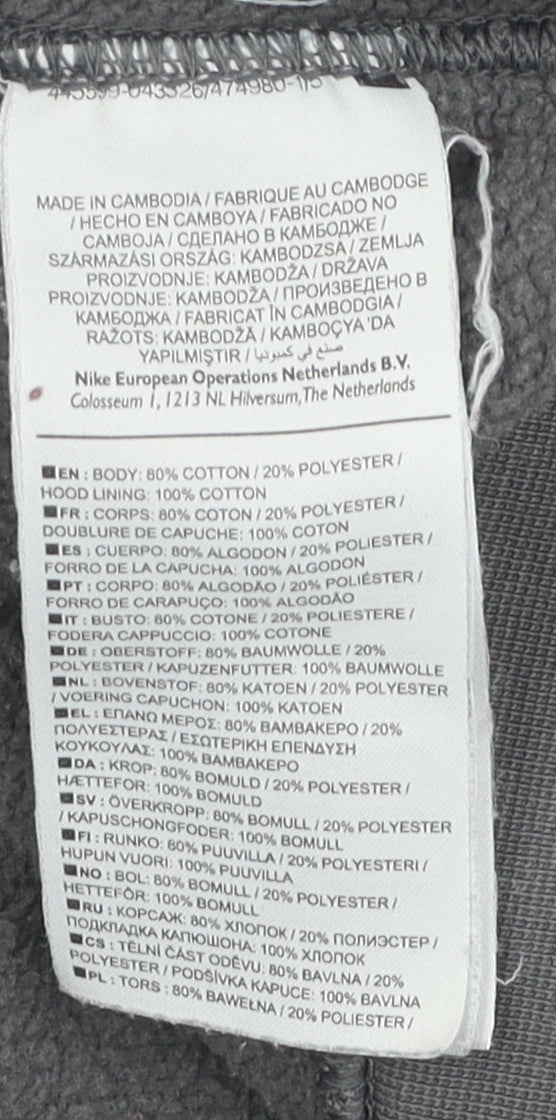 Nike Men's Grey Pullover Hoodie, Regular Fit, Size L