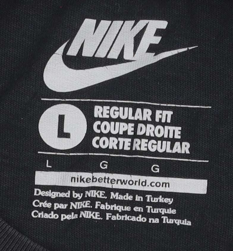 Nike Men's Black Cotton Logo T-Shirt Size L