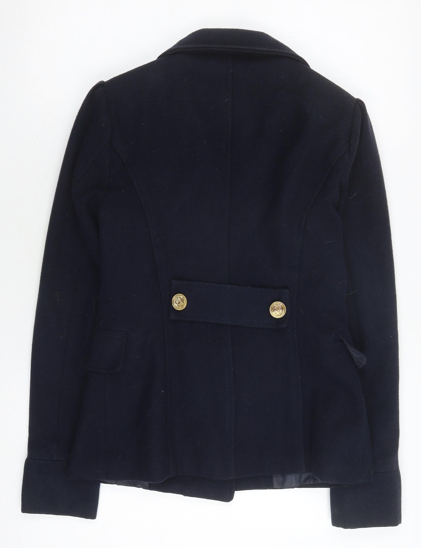 Vila Women’s Black Pea Coat Size S Double-Breasted Classic