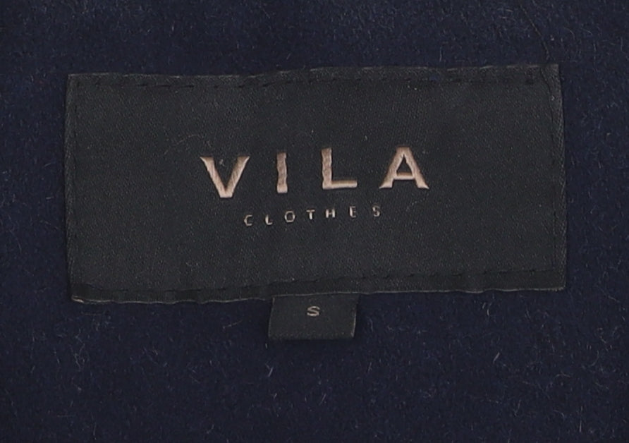 Vila Women’s Black Pea Coat Size S Double-Breasted Classic