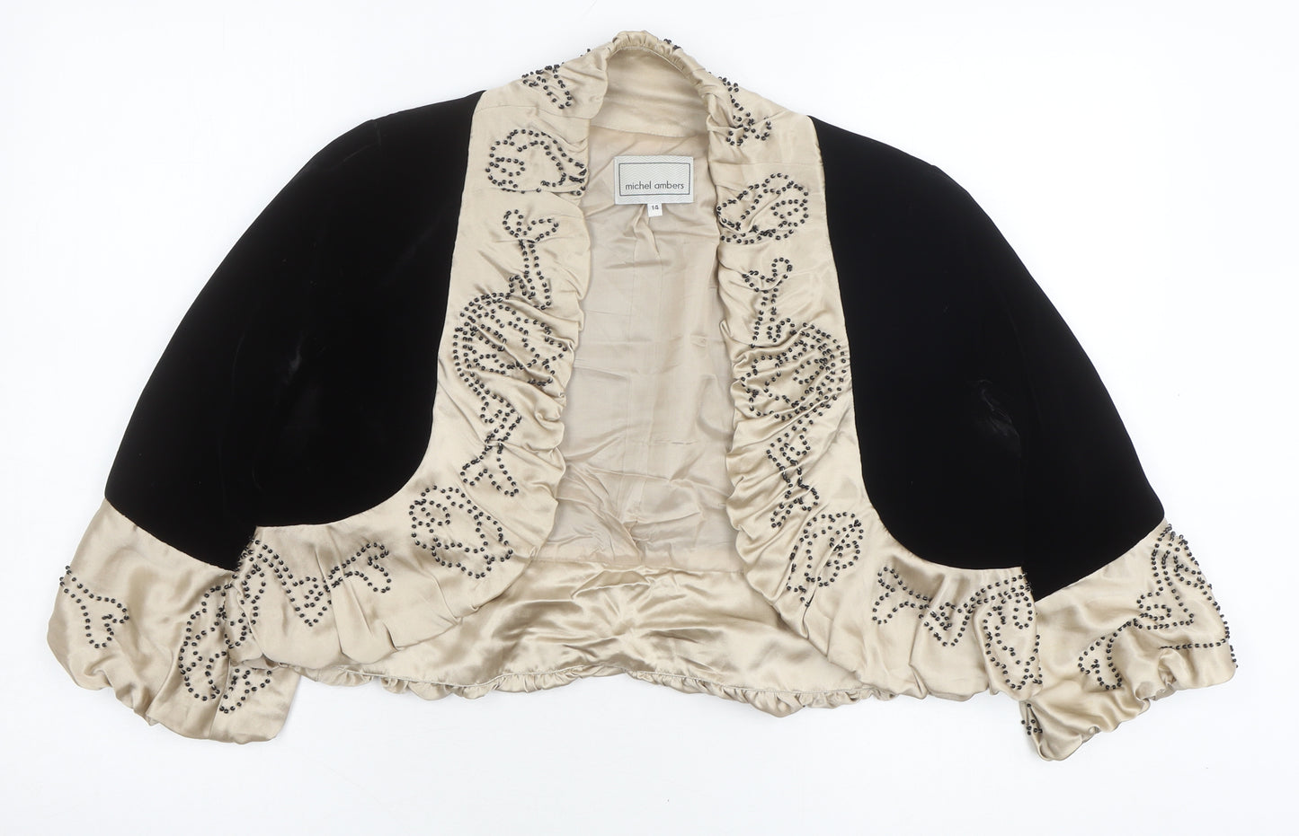 Michel Ambers Women's Black Ivory Beaded Cropped Jacket