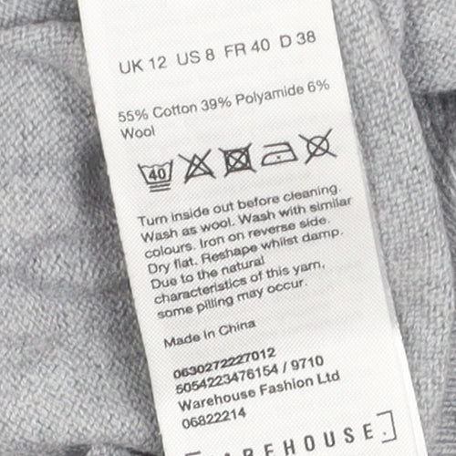 Warehouse Women's Grey Mock Neck Jumper Size 12