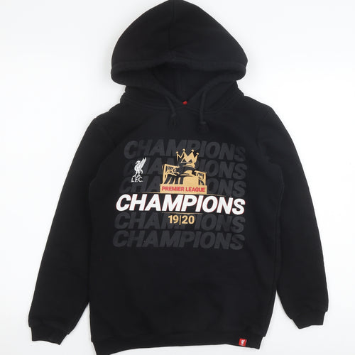 LFC Boys Black Pullover Hoodie 11-12 Years Hooded Graphic Liverpool FC