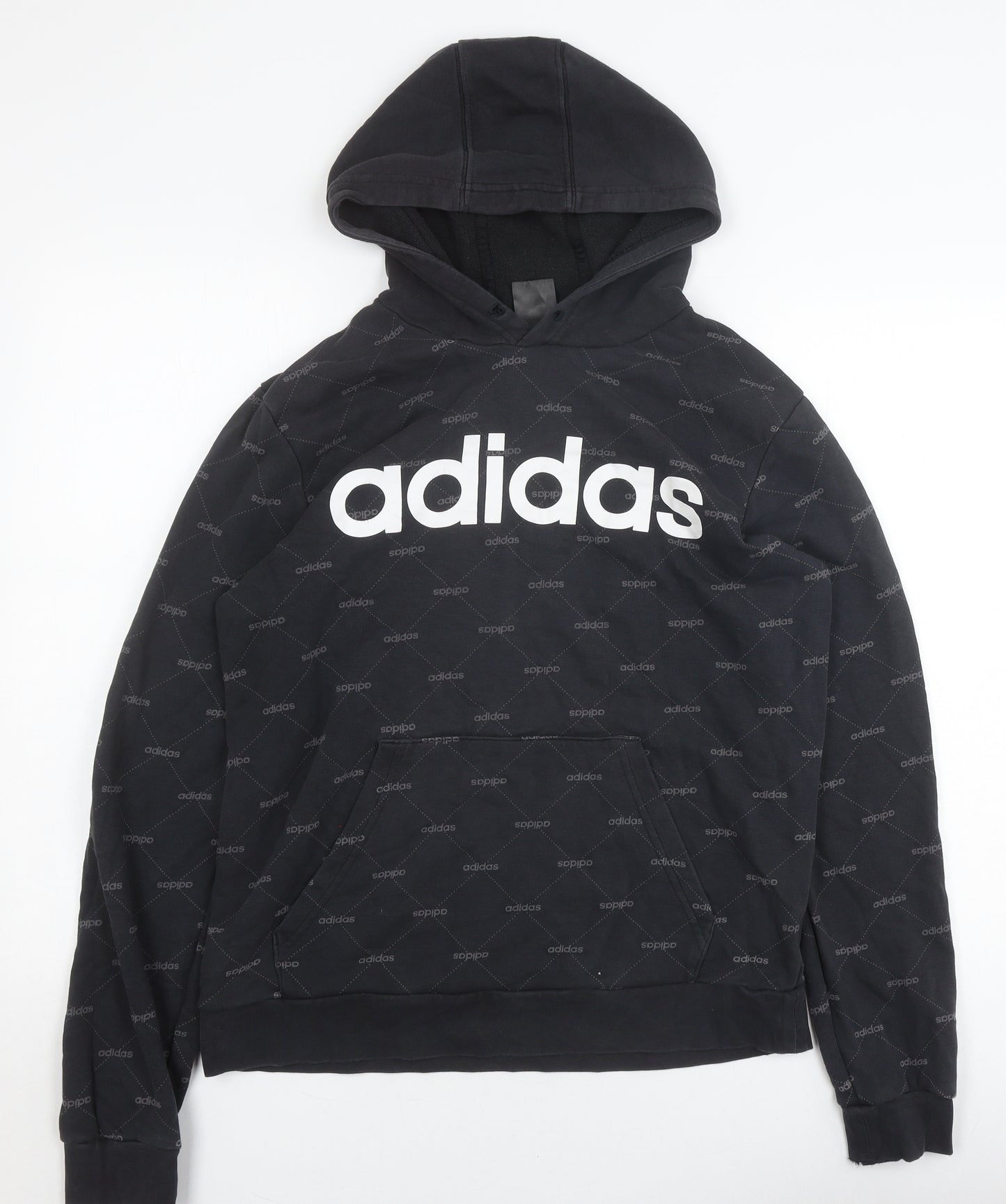 Adidas Unisex Black Hoodie, Medium, Fleece Pullover