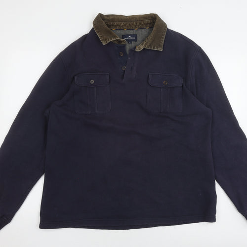 Marks and Spencer Men's Navy Long Sleeve Button-Up