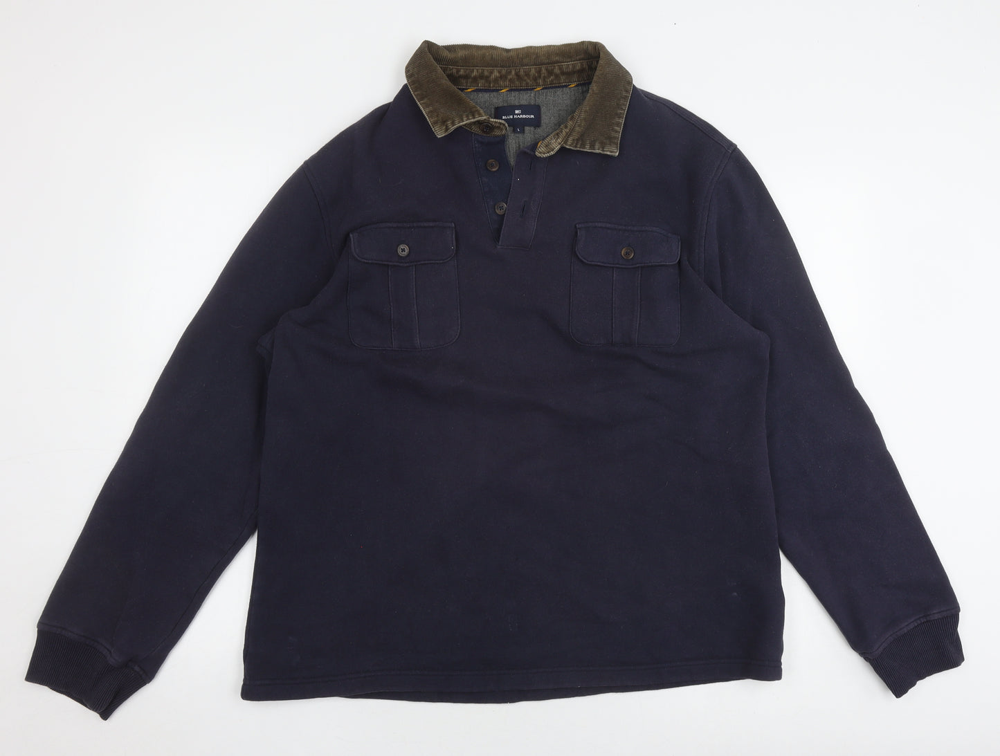 Marks and Spencer Men's Navy Long Sleeve Button-Up