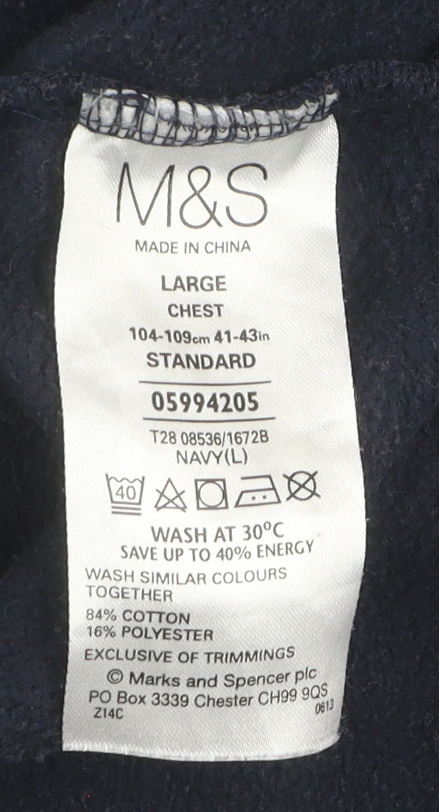 Marks and Spencer Men's Navy Long Sleeve Button-Up