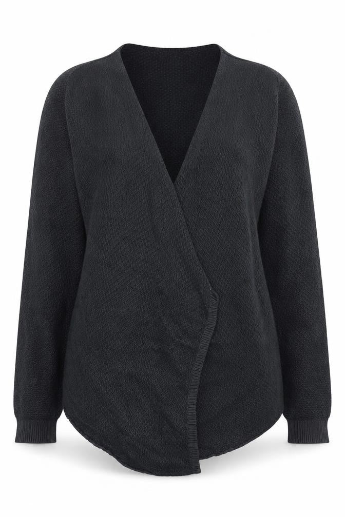 Front view of Tezenis Women's Black Cardigan Medium Open Knit