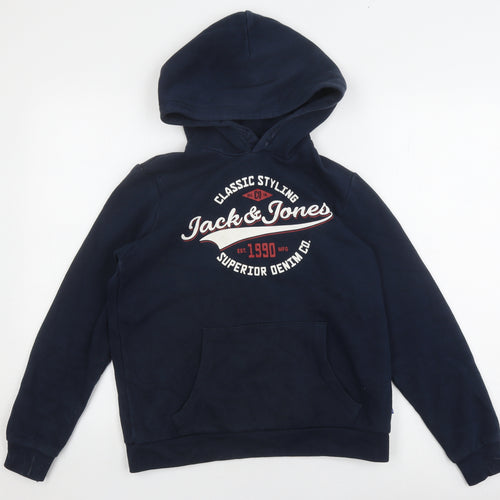 Jack & Jones Boys Blue Hoodie, Size 164, Pullover Style