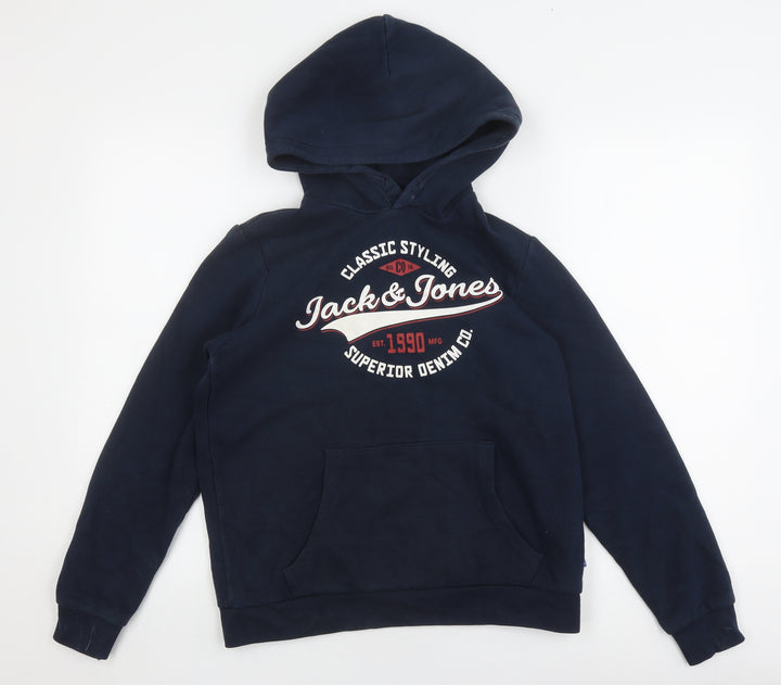 Jack & Jones Boys Blue Hoodie, Size 164, Pullover Style