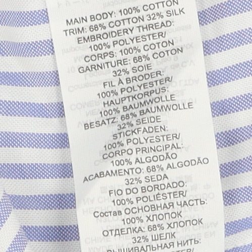Tory Burch Women's Blue Embroidered Striped Blouse Size 10