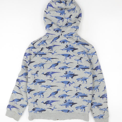 Mini Boden Boys Grey Blue Dinosaur Hooded Jacket, 9-10 Years, Casual Wear
