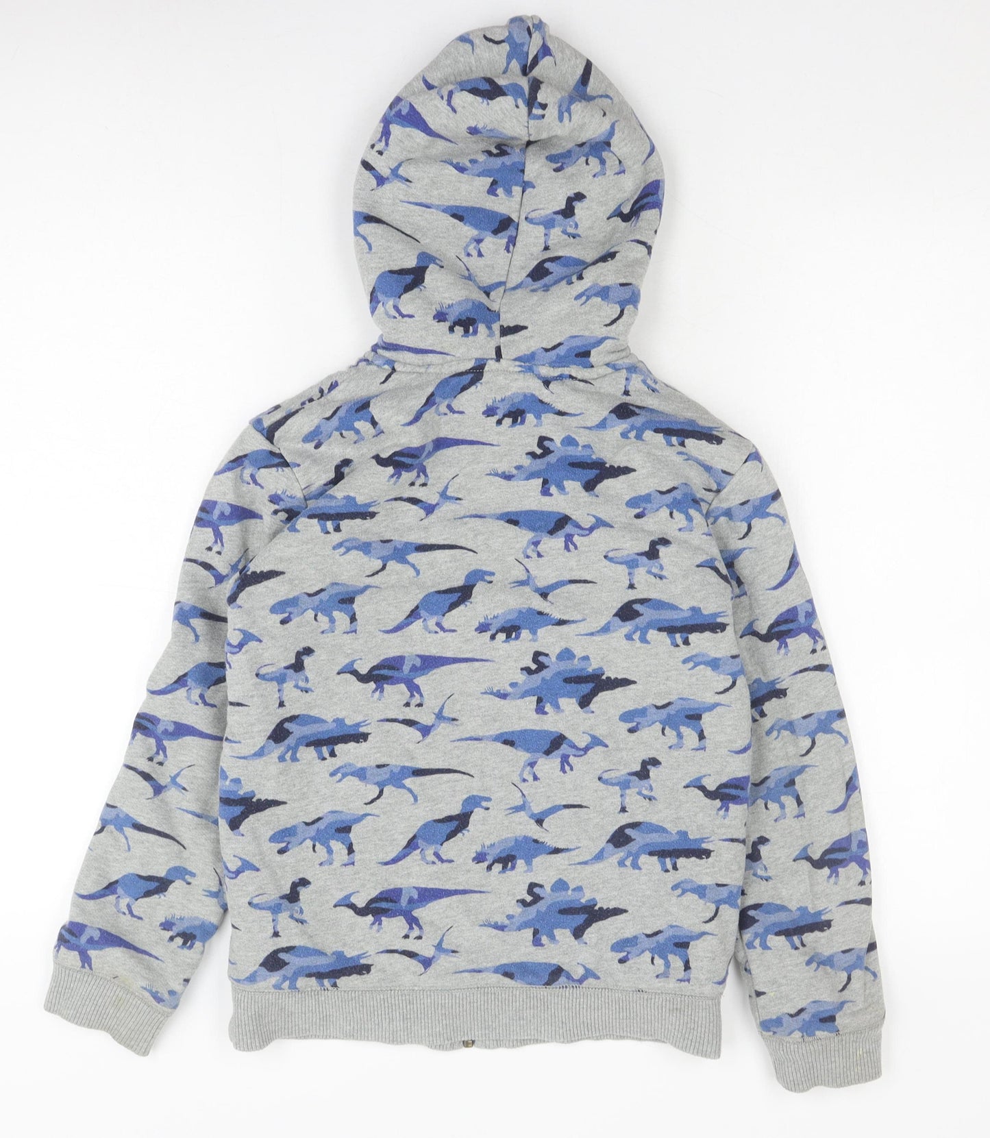 Mini Boden Boys Grey Blue Dinosaur Hooded Jacket, 9-10 Years, Casual Wear