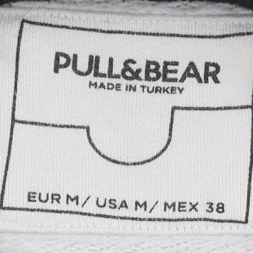 Pull&Bear Men's Black White Graphic Sweatshirt M