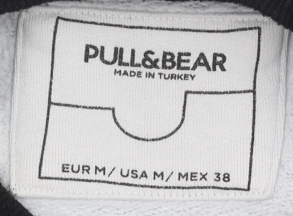 Pull&Bear Men's Black White Graphic Sweatshirt M