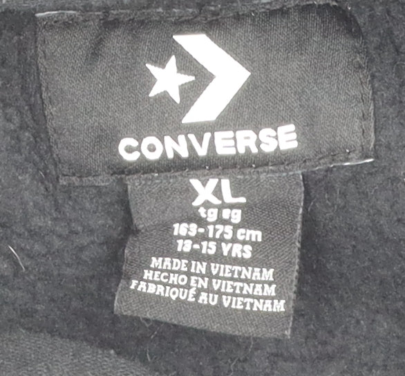 Converse Boys Black XL Pullover Hoodie with Logo