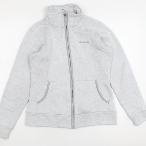 Brasher Women's Grey Mid-Length Fleece Jacket Size 12