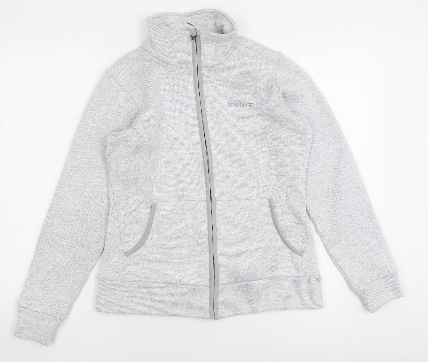 Brasher Women's Grey Mid-Length Fleece Jacket Size 12
