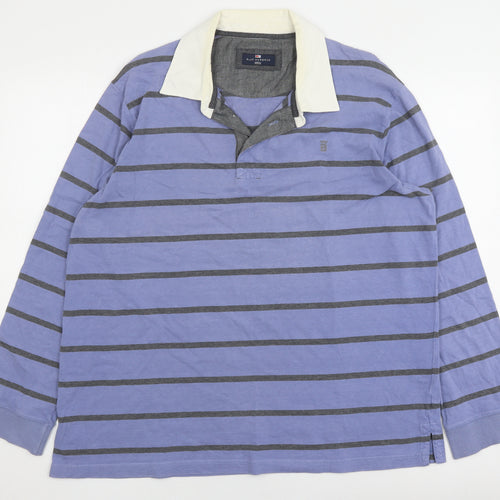Marks and Spencer Mens Blue Striped XL Long Sleeve Shirt