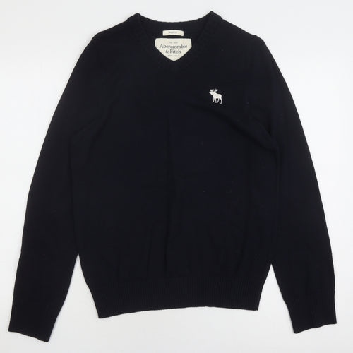 Abercrombie & Fitch Men's Black V-Neck Pullover Jumper L