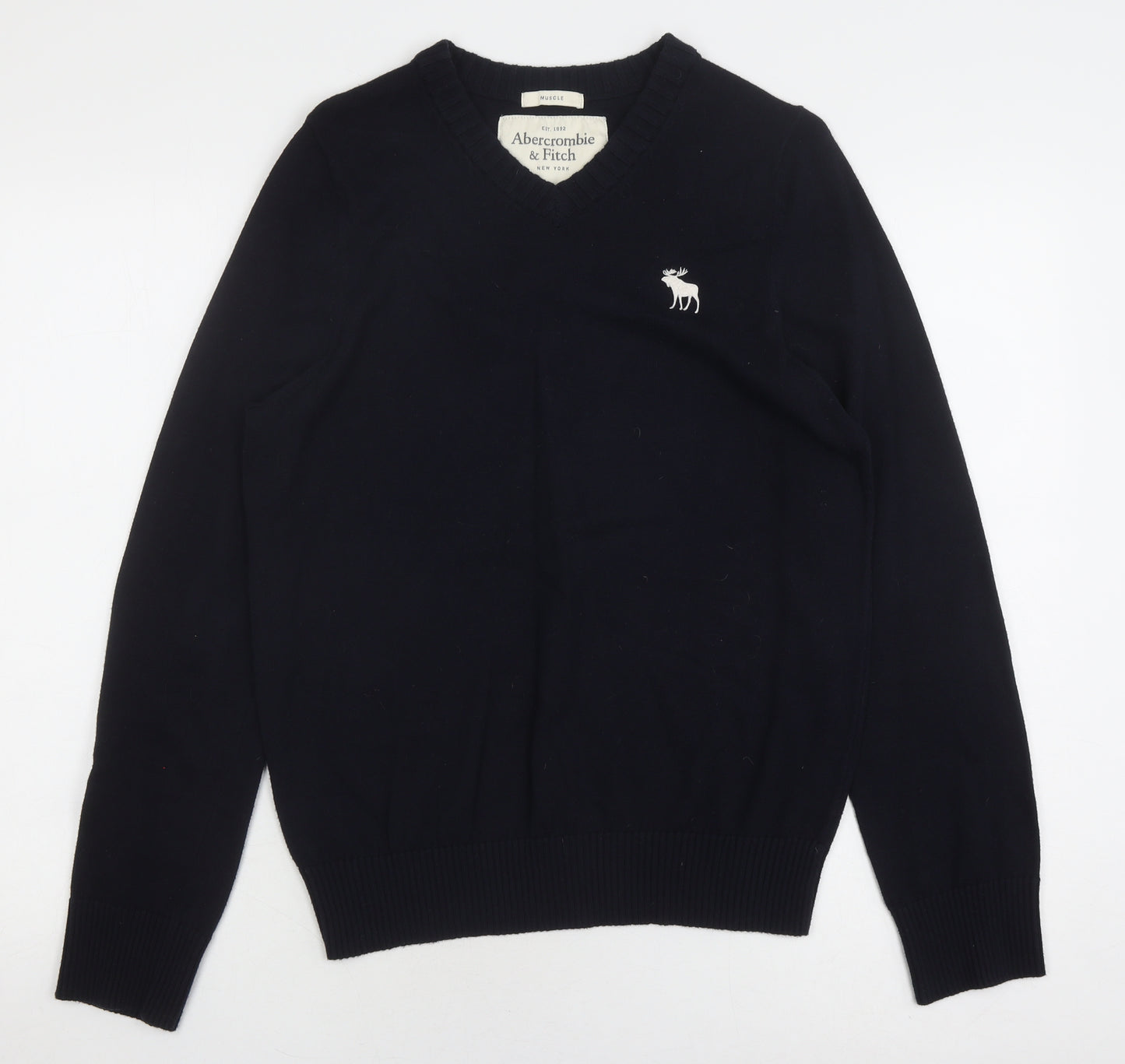 Abercrombie & Fitch Men's Black V-Neck Pullover Jumper L