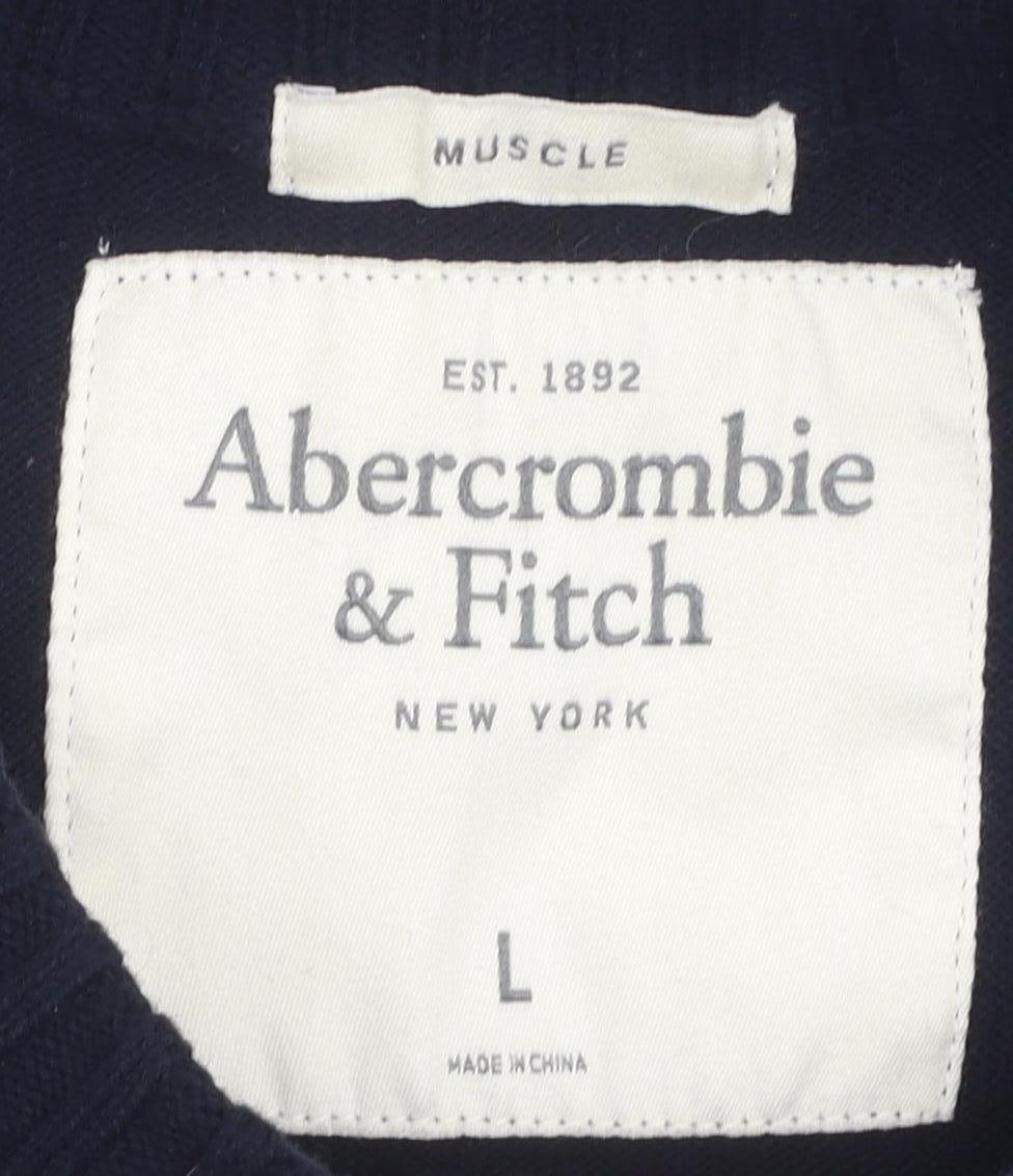 Abercrombie & Fitch Men's Black V-Neck Pullover Jumper L