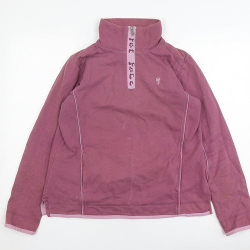 Fat Face Women's Purple Sweatshirt, Size 12, 1/4 Zip