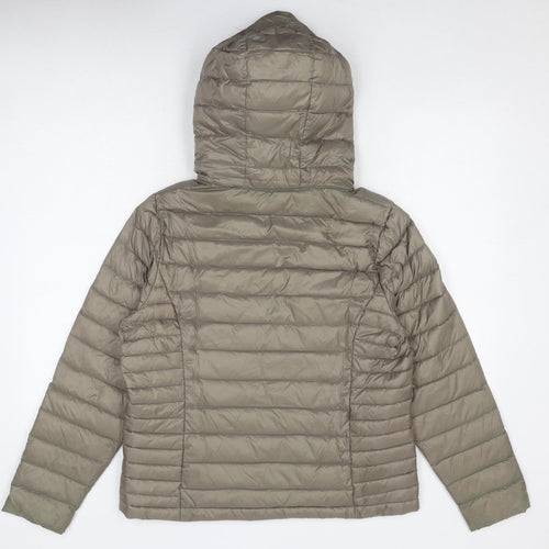 Next Petite Green Puffer Jacket, Size 16, Hooded, Full Zip