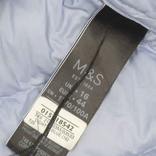 Marks & Spencer Women's Blue Puffer Jacket Size 16