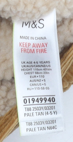 Marks & Spencer Boys Brown Corduroy Jacket 4-5 Years