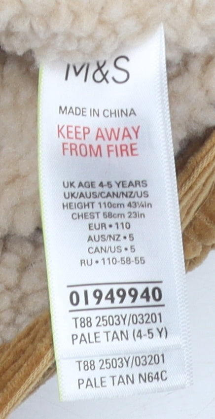 Marks & Spencer Boys Brown Corduroy Jacket 4-5 Years
