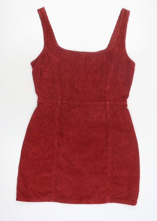 ASOS DESIGN Women's Red Corduroy Pinafore Dress