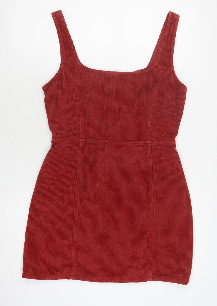 ASOS DESIGN Women's Red Corduroy Pinafore Dress