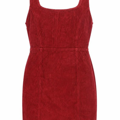 ASOS DESIGN Women's Red Corduroy Pinafore Dress