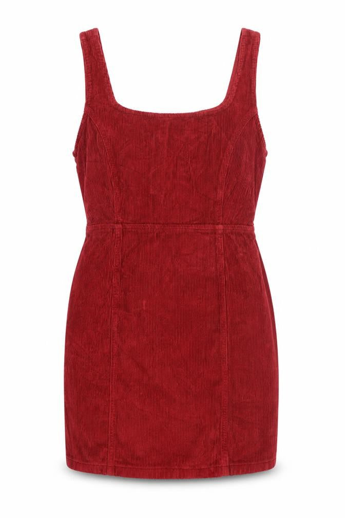 ASOS DESIGN Women's Red Corduroy Pinafore Dress