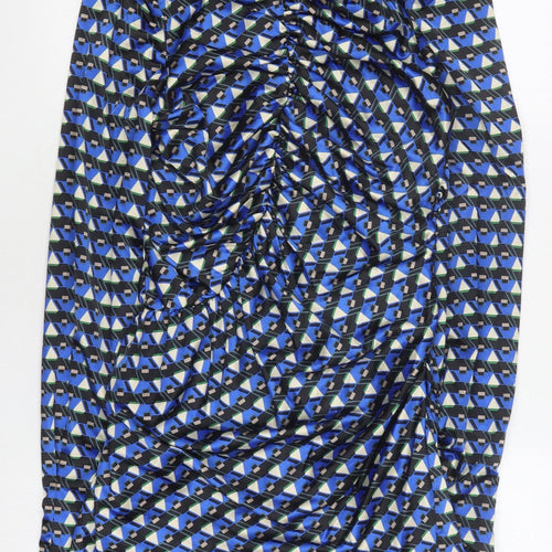 Zara Women's Blue Geometric Shift Dress, Size M