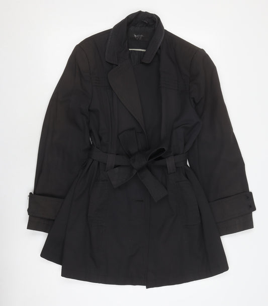 BHS Women's Black Belted Coat Size 16