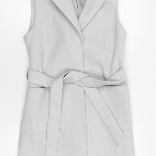 Topshop Women's Grey Belted Waistcoat Size 6
