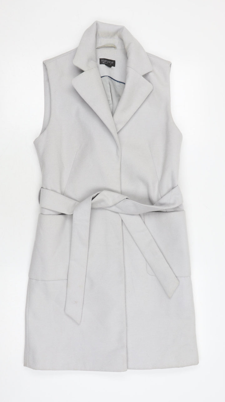 Topshop Women's Grey Belted Waistcoat Size 6
