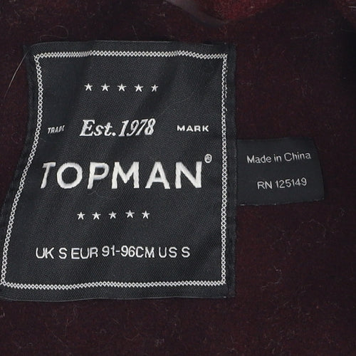 Topman Men's Brown Wool Pea Coat Size S Classic Style