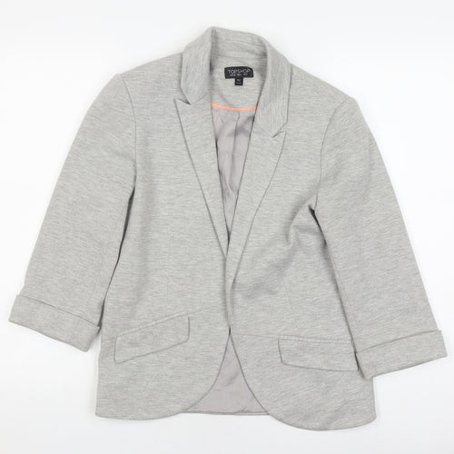 Topshop Women's Grey Blazer Size 8 Mid-Length Classic