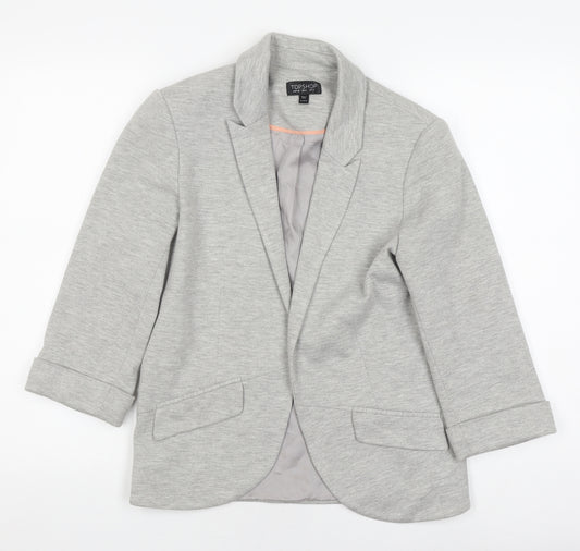 Topshop Women's Grey Blazer Size 8 Mid-Length Classic