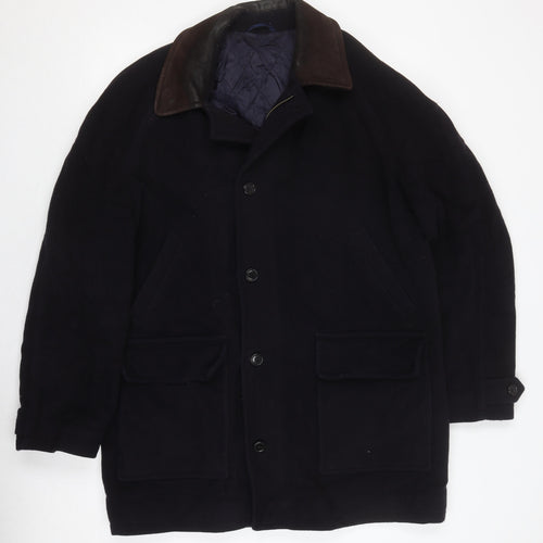 Fraser Menswear Blue Wool Cashmere Coat, Men's L
