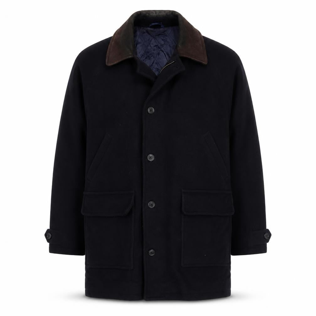 Front view of Fraser Menswear Blue Wool Cashmere Coat, Men's L