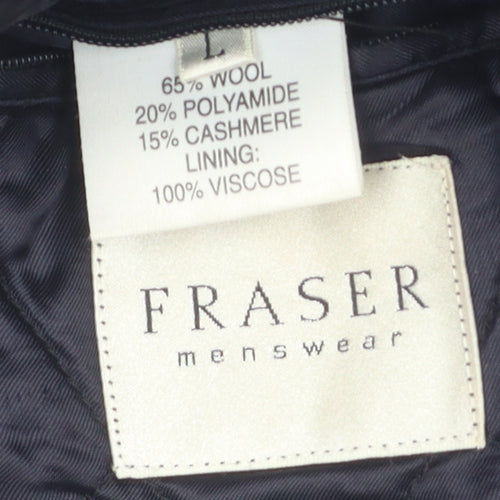 Fraser Menswear Blue Wool Cashmere Coat, Men's L