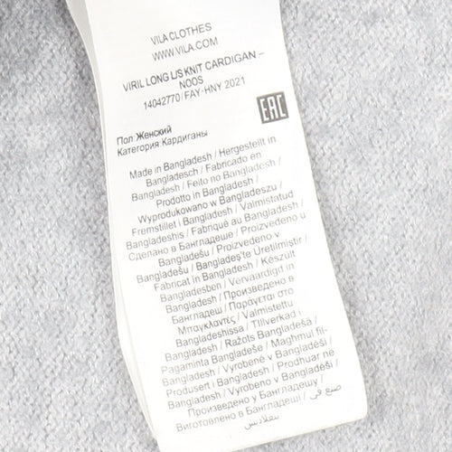 Vila Women's Grey Cardigan - Size 12, V-Neck Knit