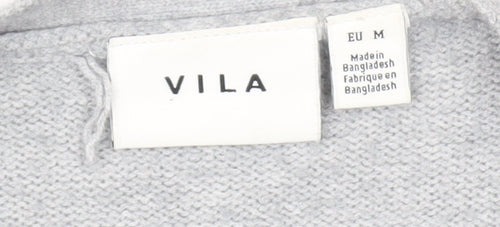 Vila Women's Grey Cardigan - Size 12, V-Neck Knit