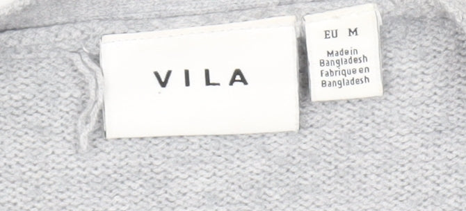 Vila Women's Grey Cardigan - Size 12, V-Neck Knit
