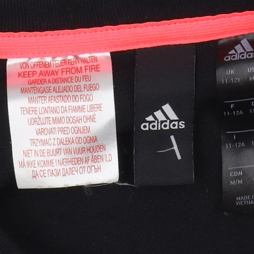 Adidas Boys Black Logo Pullover Top 11-12Y Casual